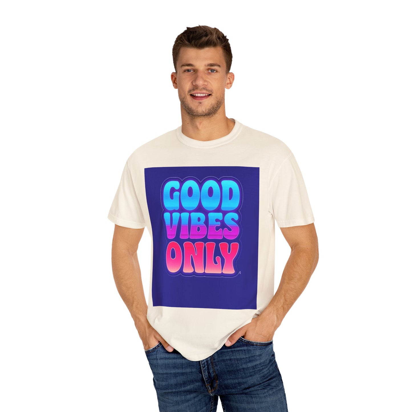 Good Vibes Only Tee – Unisex Washed Look T-Shirt for Chill Summer Vibes (S-4XL)
