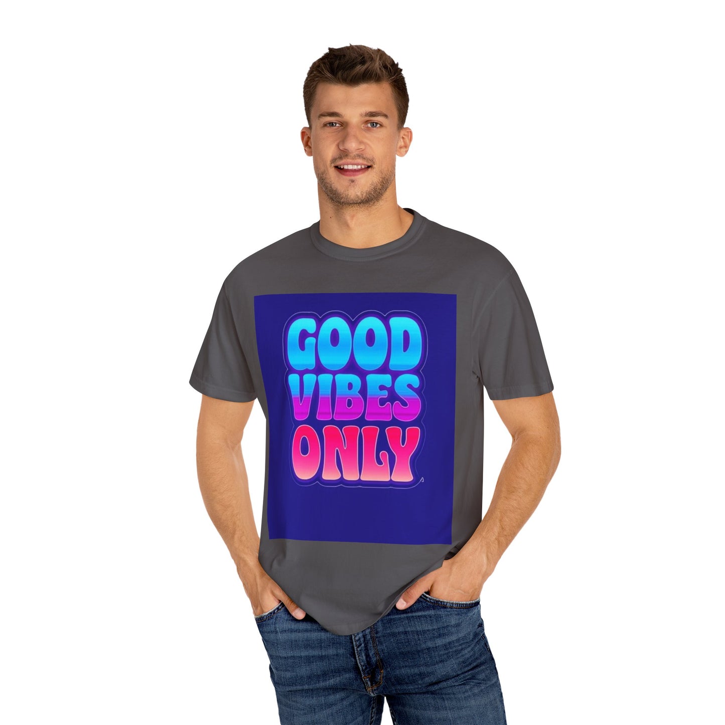 Good Vibes Only Tee – Unisex Washed Look T-Shirt for Chill Summer Vibes (S-4XL)