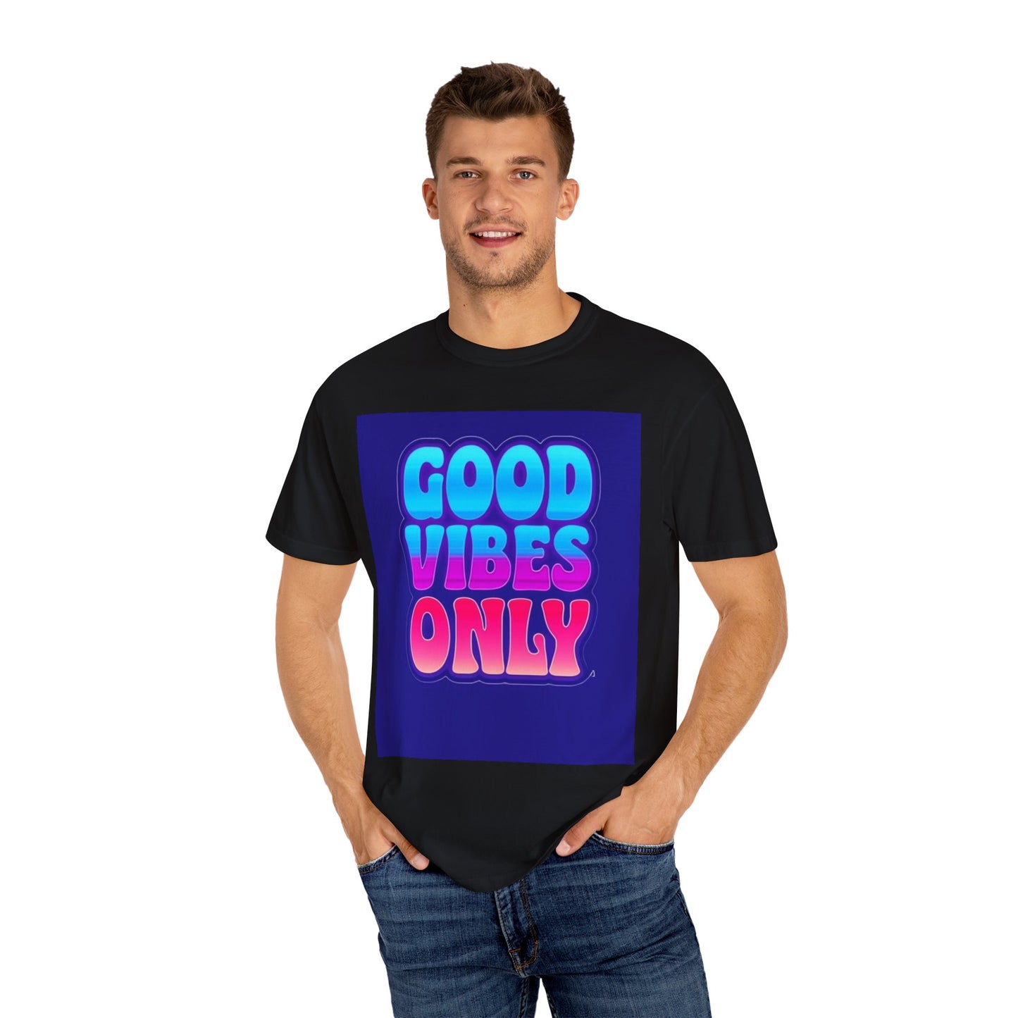 Good Vibes Only Tee – Unisex Washed Look T-Shirt for Chill Summer Vibes (S-4XL)