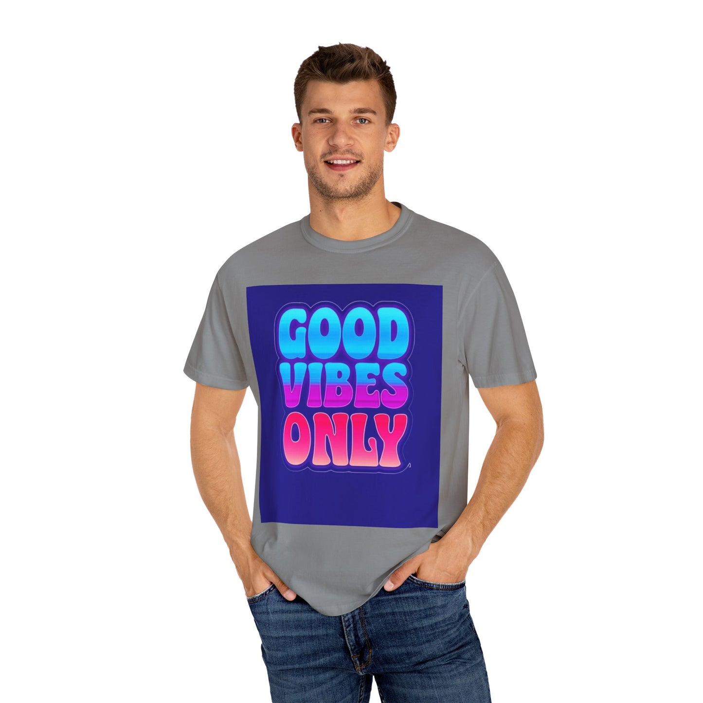 Good Vibes Only Tee – Unisex Washed Look T-Shirt for Chill Summer Vibes (S-4XL)