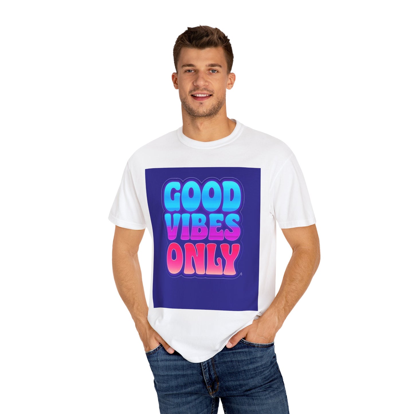 Good Vibes Only Tee – Unisex Washed Look T-Shirt for Chill Summer Vibes (S-4XL)