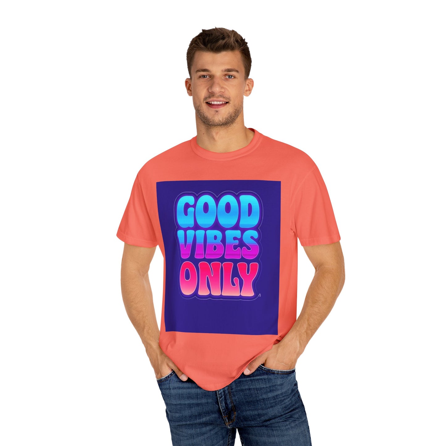 Good Vibes Only Tee – Unisex Washed Look T-Shirt for Chill Summer Vibes (S-4XL)
