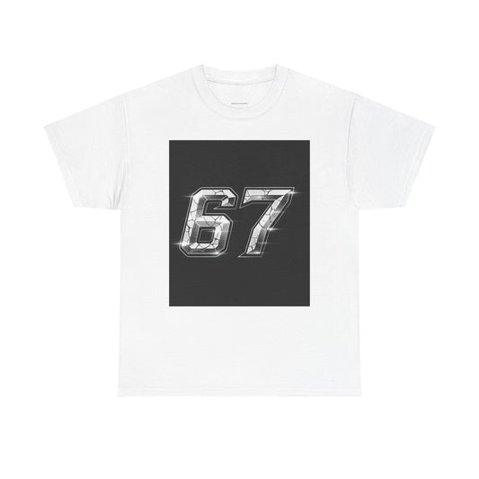 67 Metallic Racing Number Tee — Vintage Sports Graphic Shirt