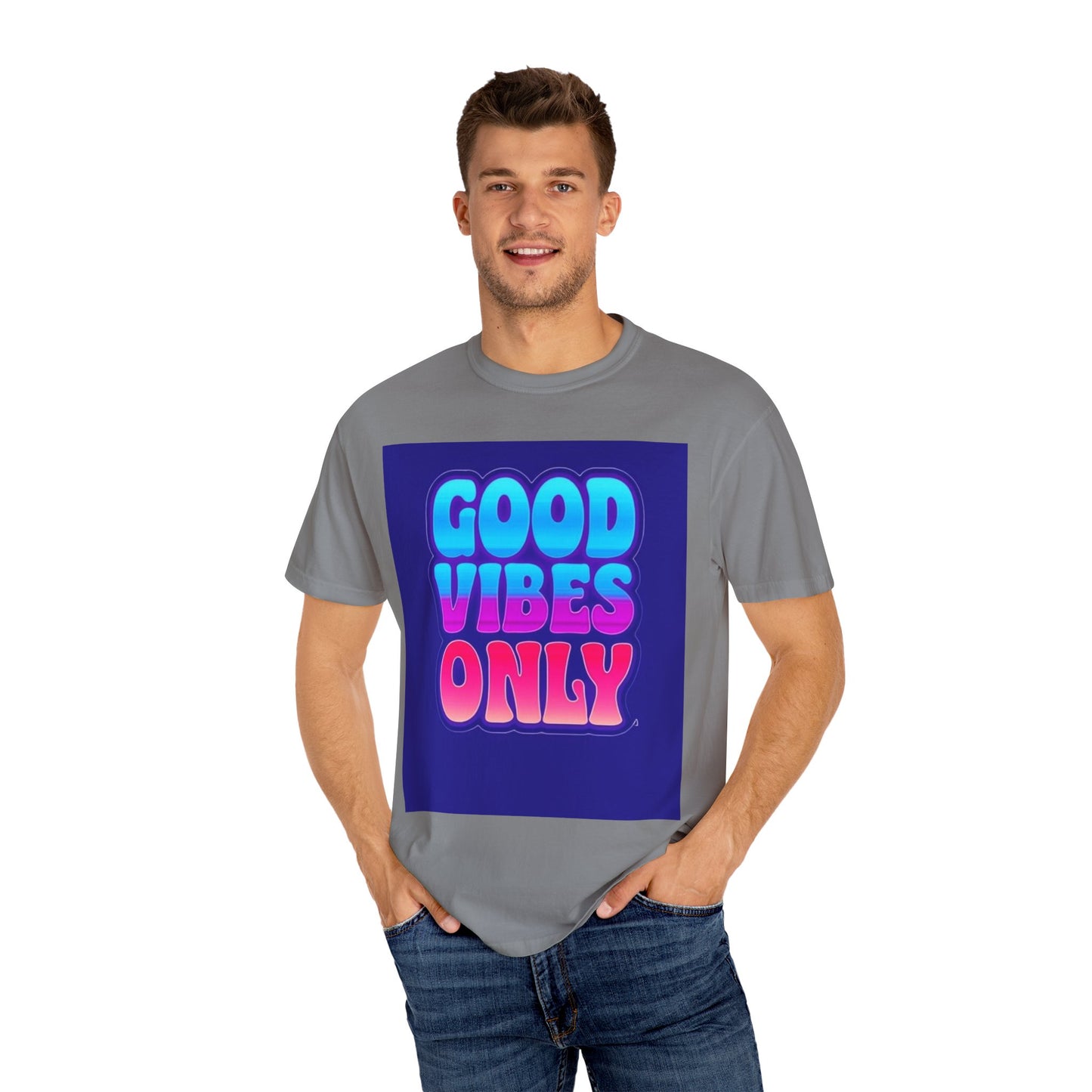 Good Vibes Only Tee – Unisex Washed Look T-Shirt for Chill Summer Vibes (S-4XL)