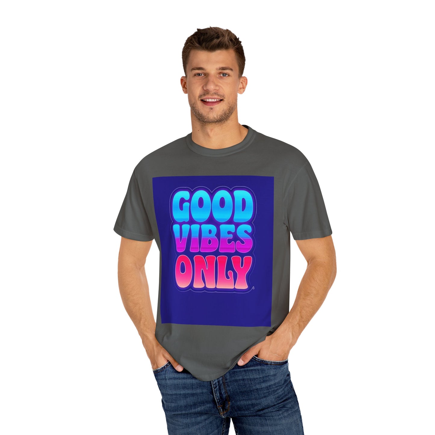 Good Vibes Only Tee – Unisex Washed Look T-Shirt for Chill Summer Vibes (S-4XL)